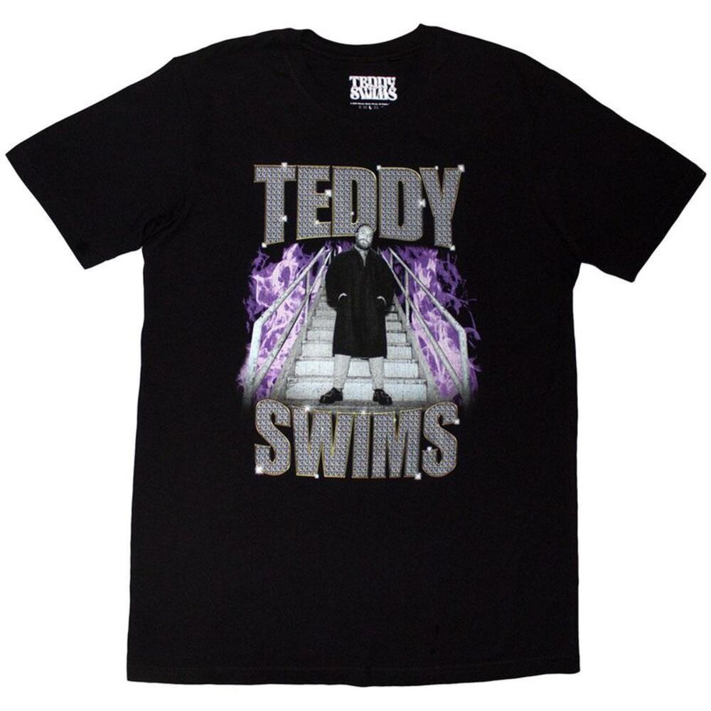 Teddy Swims Unisex Adult Retro Bootleg T-Shirt / Black